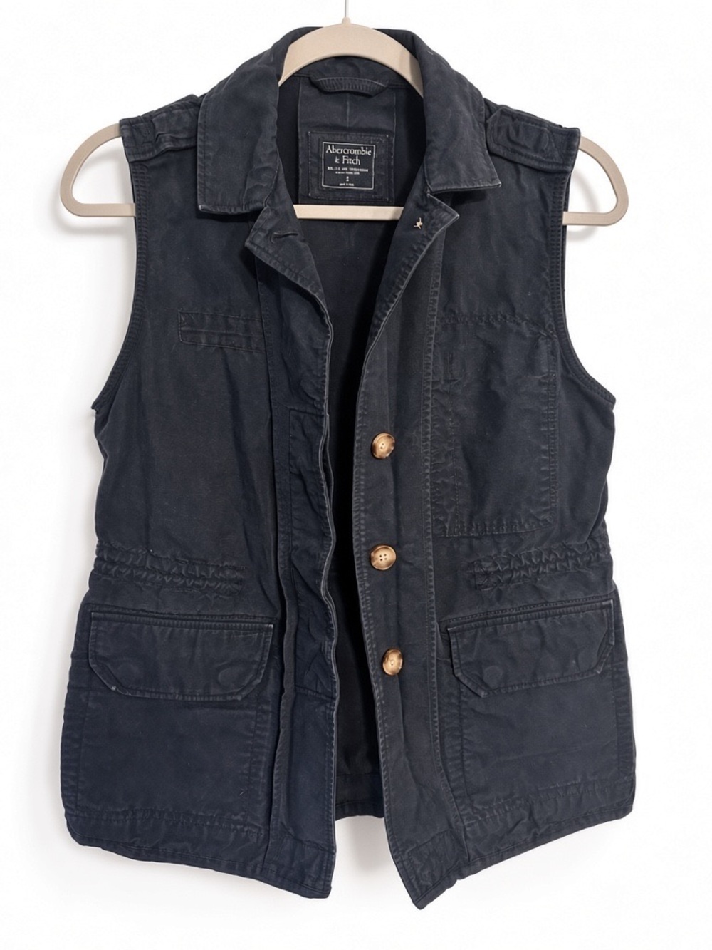 Abercrombie & Fitch Black Utility Vest with Button Front